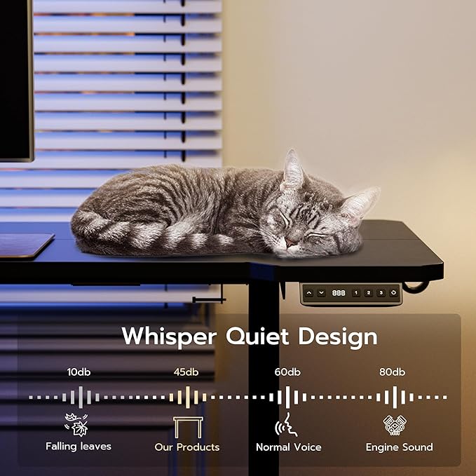 51" Reversiable L-Shaped Electric Standing Desk Adjustable Height Gaming Stand Up Corner Desk Sit Stand Home Office Computer Desk with Splice Board,Black Carbon Top