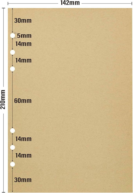 A5 Kraft Loose Leaf Refill Paper, 135 Sheets Brown Planner Refills, 6-Ring Binder Compatible, 100GSM Insert Papers for Journals, Sketching, Eco-Friendly Planners, Vintage Writing & DIY Crafts