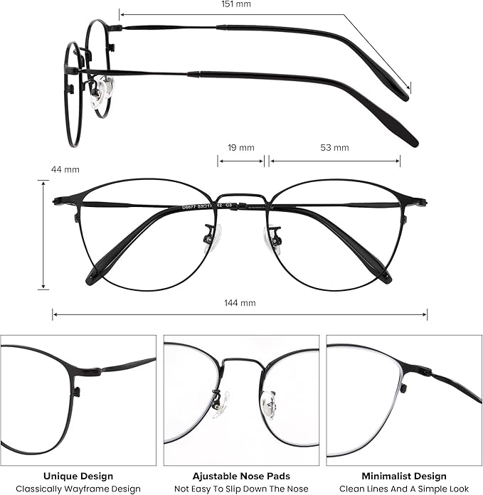 GUDVUE Blue Light Glasses, Computer/Gaming/TV/Phones Glasses for Women/men, Anti Glare/UV400/Eye Strain, Oval Black