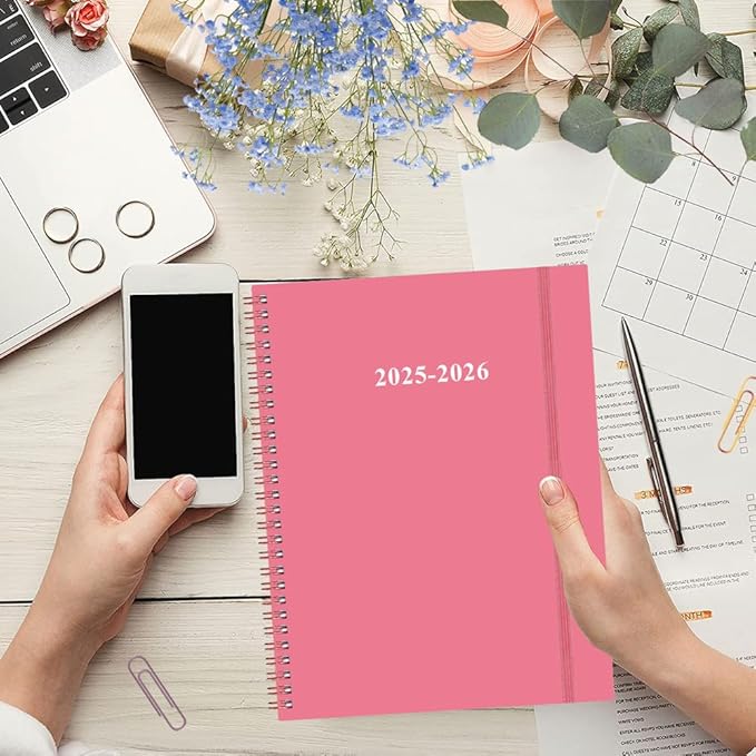 2025-2026 Planner - 17 Months Weekly & Monthly Planner from August 2025 - December 2026, Academic Planner 2025-2026 with Elastic Closure, Inner Pocket, 8.5" x 11", Pink