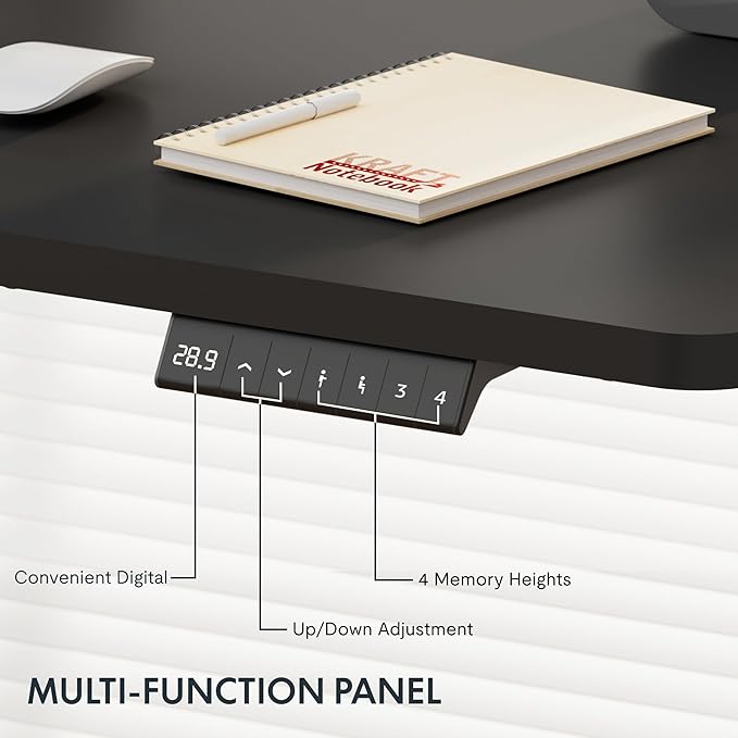 FLEXISPOT EN2 Whole-Piece Standing Desk with Clamp Power Strip, 40 x 24'' Electric Stand Up Height Adjustable Desk with Cable Management (Black Frame + 40" Black Top)