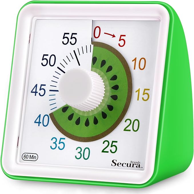 Secura 60-Minute Visual Countdown Timer for Kids & Adults, Classroom Time Management Tool (Green)