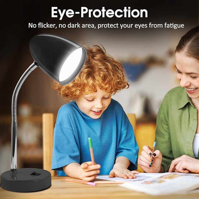ENERGETIC SMARTER LIGHTING LED Desk Lamp, Flexible Gooseneck with Table lamp, 3.5W 240LM 4000K Cool White Study Lamps for Bedroom and Office, Eye Protection, ETL Listed,Black