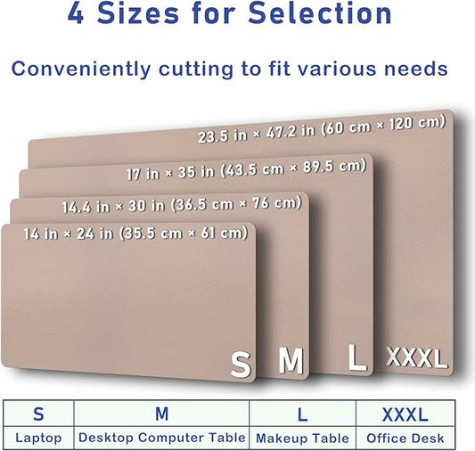 Boutilon Leather Desk Pad Protector,Non-Slip Mouse Pad,Laptop Desk Pad,Office Mouse Mat,Waterproof Leather Desk Blotter,Desk Writing Pad for Office and Home (M-Champagne,30"x14")