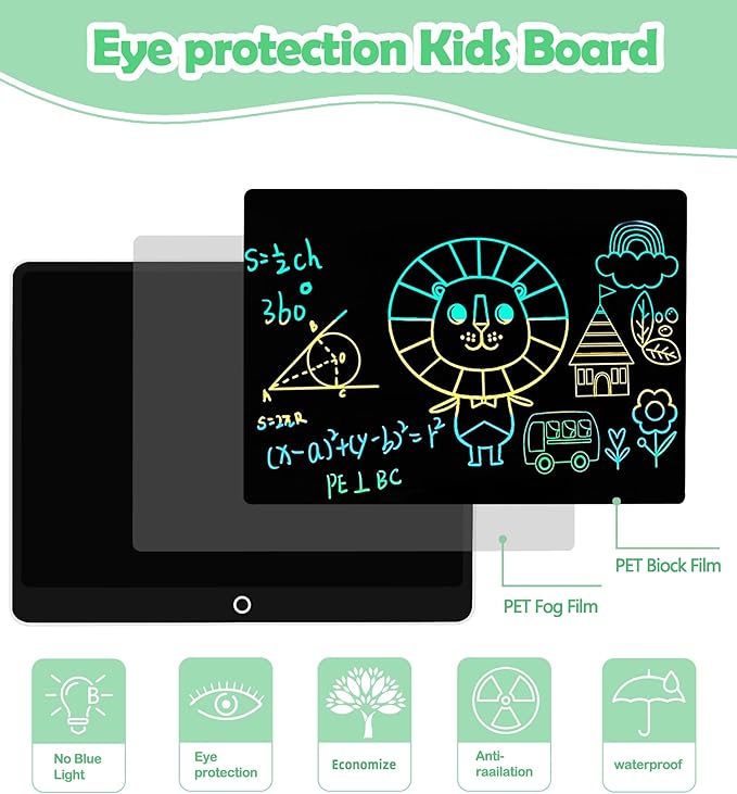 LCD Writing Tablet Doodle Board, 16inch Colorful Drawing Tablet Writing Pad, Kids Travel Essentials, Toddler Toys for 3 4 5 6 7 8 Year Old Girls Boys- Christmas and Birthday Gifts