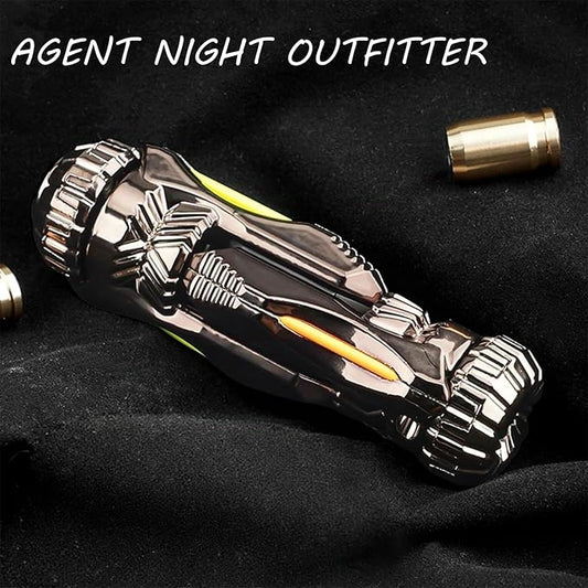 SKEDC Fidget Toys Adults, Alloy Fidget Slider Fidget Clicker Fidget Spinner, EDC Laucher Toy ADHD Tools Executive Desk Toy for Keep Focus & Relief Stress, Cool Gadgets for Men (Night Light Brown)