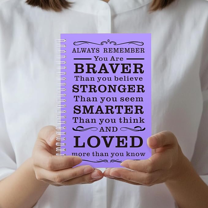 4 Pcs A5 Spiral Notebook,Inspirational Journal,Motivational Journal for Women Men,100 Pages Lined Spiral Journal Notebook College Ruled Daily Diary for School,Travel,Business,Work (4Pcs Always-Purple)