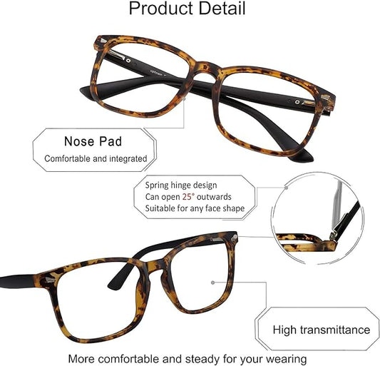 YEIN Bifocal Reading Glasses with Blue Light Blocking Lenses, Bifocal Reader for Women and Men, Vintage Square frame with Spring Hinge (+0.50/+2.25 magnification)