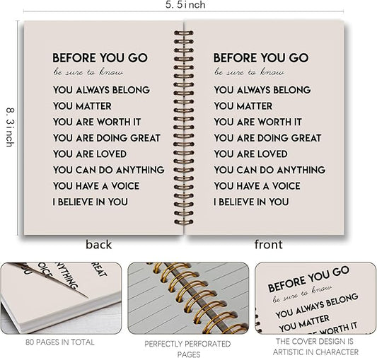 Before You Go Inspirational Notebook, Affirmation Journal,Motivational Notebooks, Positive Affirmation Gifts,Daily Affirmation for Women,Inspirational Gifts,Spiral Notebook 5.5x8.3