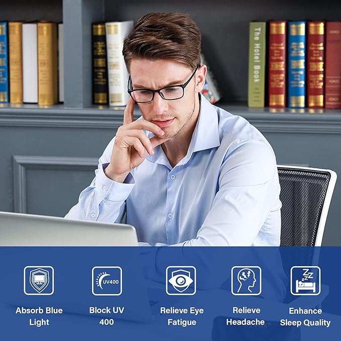 Cyxus Blue Light Glasses Computer Glasses UV Blocking GRP Square Frame Clear Lens Ultra Light Eyewear T02