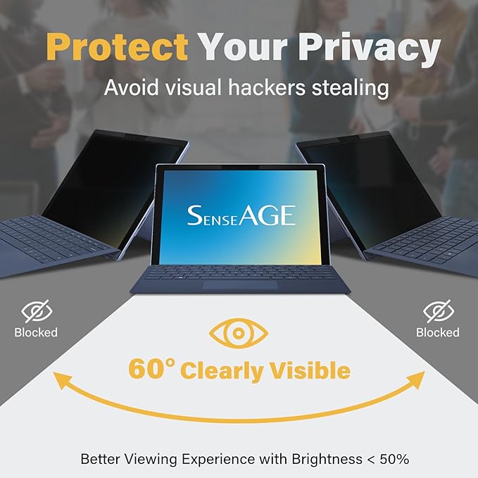 SenseAGE Magnetic Privacy Screen Protector for Surface Pro 13 Inch (11,10, X, 9, 8), Removable Privacy Filter, Anti-Blue Light, Glare and Laptop Screen Accessory For Surface, Office Accessories