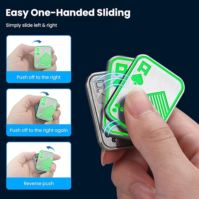 Metal Fidget Toys, Glowing Magnetic Fidget Slider for Adults, EDC Glowing Poker Push Card ,Relieve Stress ADHD & Anxiety, Cool Gadget Office Desk Toy, Gift for Man Father Friends Boyfriend