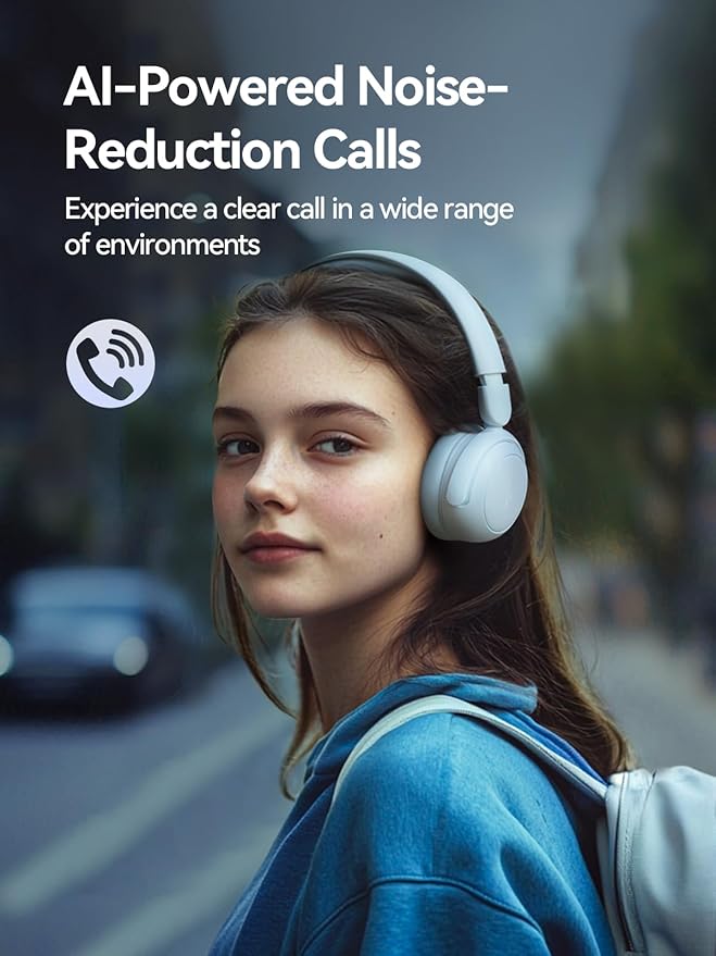 1MORE HQ20 Wireless On-Ear Headphones with Microphone, 85dB Safe Volume, 65H Playtime, Lightweight Foldable Bluetooth Headphones for School/Travel, Android and iOS Compatible, Blue