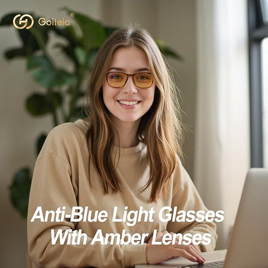Goiteia Orange Blue Light Blocking Glasses-Retro 70s Blue Light Glasses for Men Women, Easier Sleep and Migraine Relief