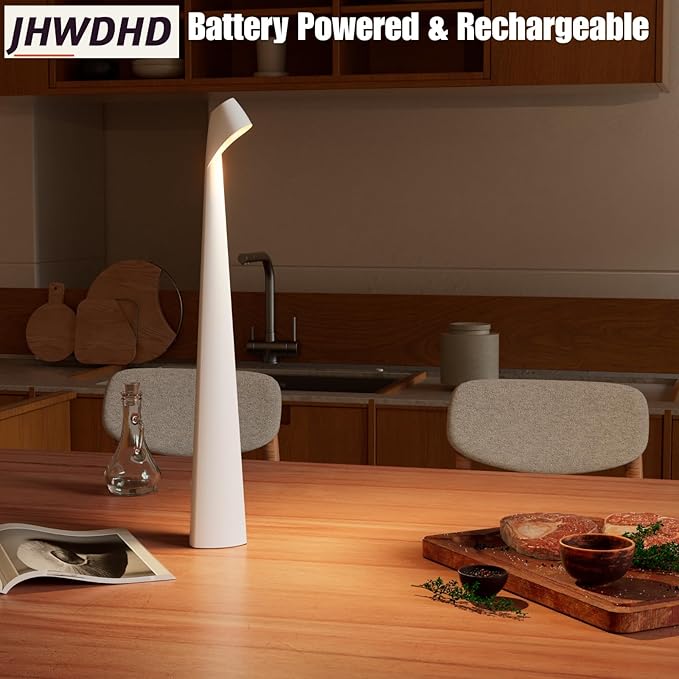 Cordless Portable LED Table Lamp,Built-in Rechargeable Battery-5000mAH,Dimmable Touch Small Desk Lamp with 3-Level Brightness for Bedroom/Living Room/Office (White)