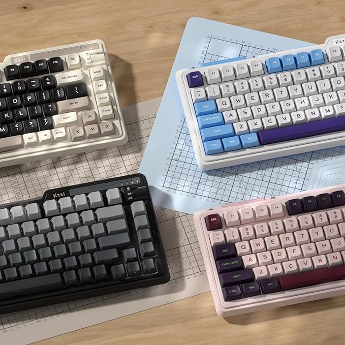 K75 Lite Wireless Mechanical Keyboard, 75% Gasket Mount RGB Gaming Keyboard w/ 3-Mode Knob BT 5.0/2.4G/USB-C Wired, Hot Swappable, 5-Layer Padding & Creamy Linear Switches, Compact 82 Keys