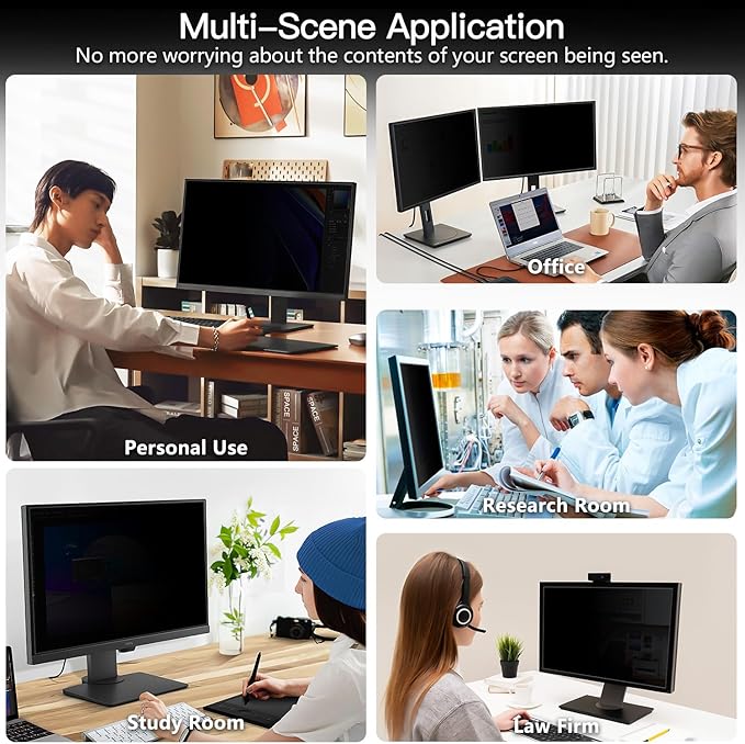27 Inch Computer Privacy Screen for 16:9 Aspect Ratio Widescreen Monitor, Eye Protection Anti Glare Blue Light Computer Monitor Privacy Filter, Removable Anti-Scratch 27in Protector Film
