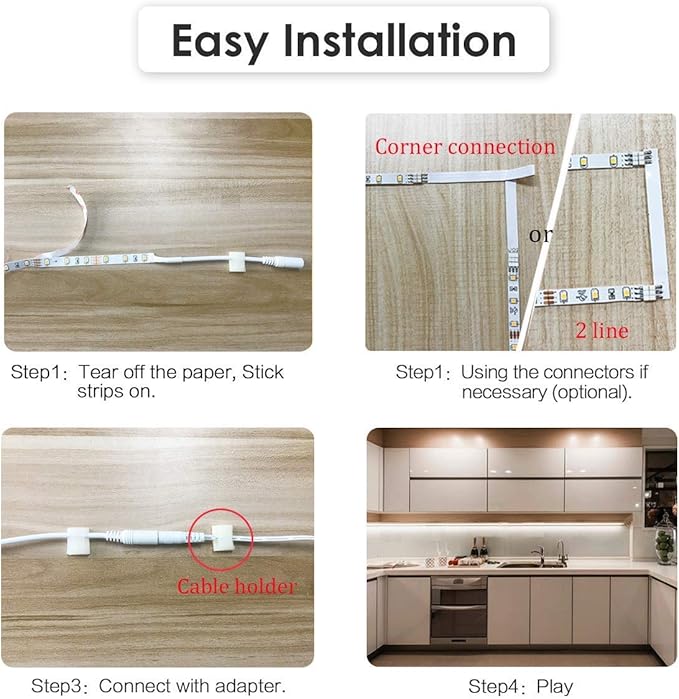 WOBANE Under Counter Light, Dimmable LED Under Cabinet Lighting, 6 PCS LED Strip Light Bars with Remote Control for Kitchen,Shelf,Pantry,Showcase,Desk,Cupboard 6000K White, Timing, 16W 1500LM,9.8 ft