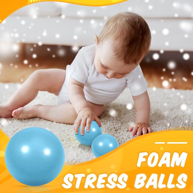 12 Pcs Light Blue Foam Stress Ball Squeeze Stress Relief Balls for Kids and Adults Hand Exercise Sensory Relief Toys for Anxiety ADHD Autism (Light Blue)