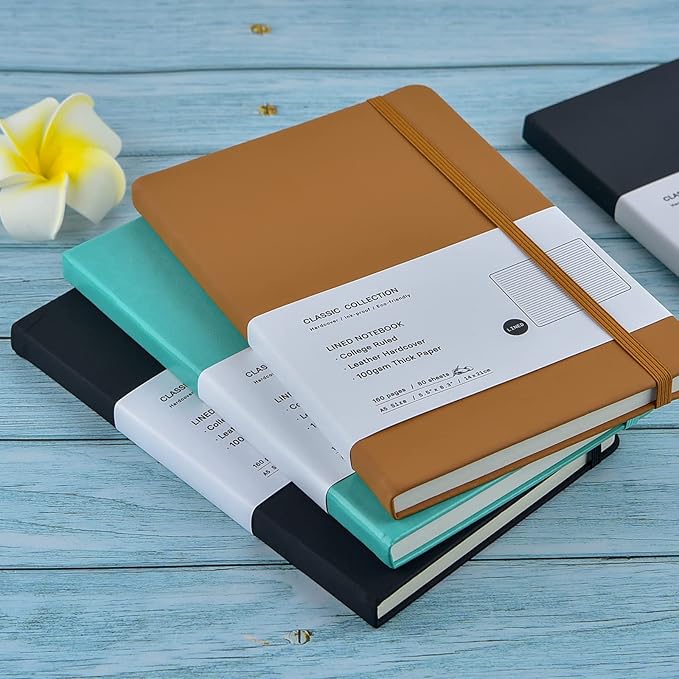 Coopay 6 Pack A5 Journal Notebooks Bulk, 160 Pages, 100GSM Thick Paper, 8.3 x 5.5 inch Hardcover Lined Leather Journals for Writing Office School Business Work Men Women (Black/Brown/Green)
