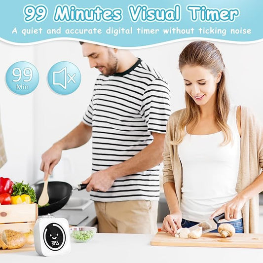 Visual Timer, 99 Minute Digital Kitchen Desk Timer for Office Supplies Home Productivity Management Tool Countdown Count Up, White