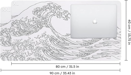 iCasso White Mouse Pad, Extended Gaming Mouse Pad (35.4x15.7 in), Large Stable Rubber Base Mousepad with Stitched Edges, Keyboard Mouse Mat Desk Pad for Work, Game, Office, Home