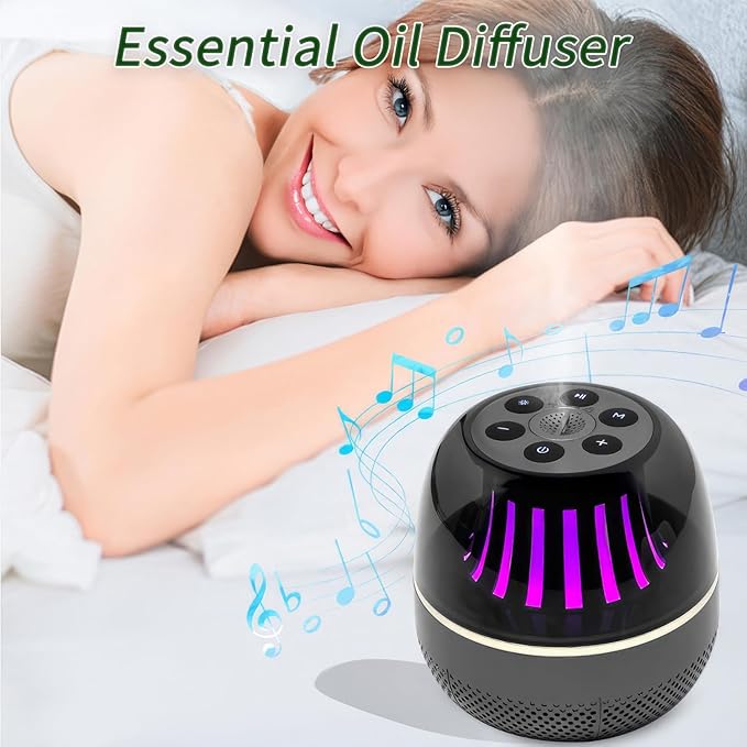 Portable Bluetooth Speaker with White Noise Machine, LED Color Lights, Aromatherapy Diffuser, Sleep Sound Machine for Sleep, Yoga, Home, Office & Bedroom, Gift for Women, Men, Kids & Friends