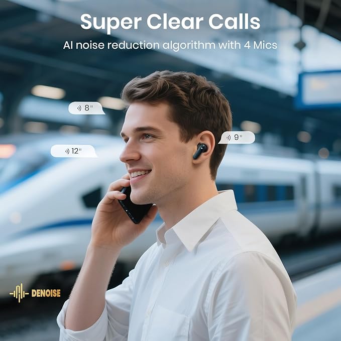 Wireless Earbuds 5.4 Bluetooth Headphones 100H Bluetooth Earbuds Active Noise Cancelling Earphones in-Ear Earbud with 4 ENC Noise Cancelling Mic IP5 Waterproof Earphones for Android iOS