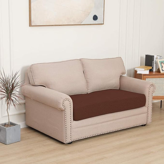 Easy-Going Stretch Loveseat Cushion Cover Sofa Cushion Furniture Protector Sofa Seat Sofa Slipcover Sofa Cover Soft Flexibility with Elastic Bottom(Loveseat Cushion, Coffee)