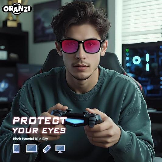 2 pack 99% Blue Light Blocking Glasses, Red Lens Computer Gaming Glasses for Men Women Anti Fatigue & Eye Strain