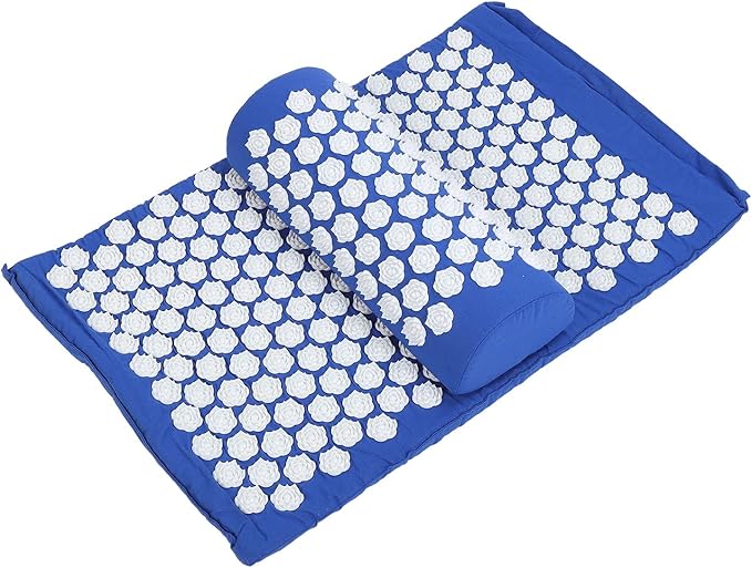 Acupressure Pad Massage Reduce Pain, Relax Muscle, Stress Relief Mat with Elastic Sponge, Magnetic Treatment Points, Full Body Massager (Royal Blue)