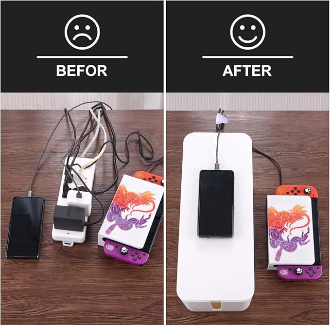 3 Pack Cable Management Box with 18 PCS Cable Management Set - Large & Medium & Small Cable Organizer Box to Hide Wires & Power Strips | TV Cord Organizer Box | for Home & Office, White