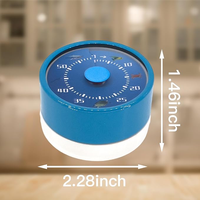 Kitchen Timer for Cooking, 2 PCS 60 Minute Visual Timer with Magnetic Base Mechanical Desk Timer for Home Kitchen Cooking Classroom Study Office Desk Use(Blue)