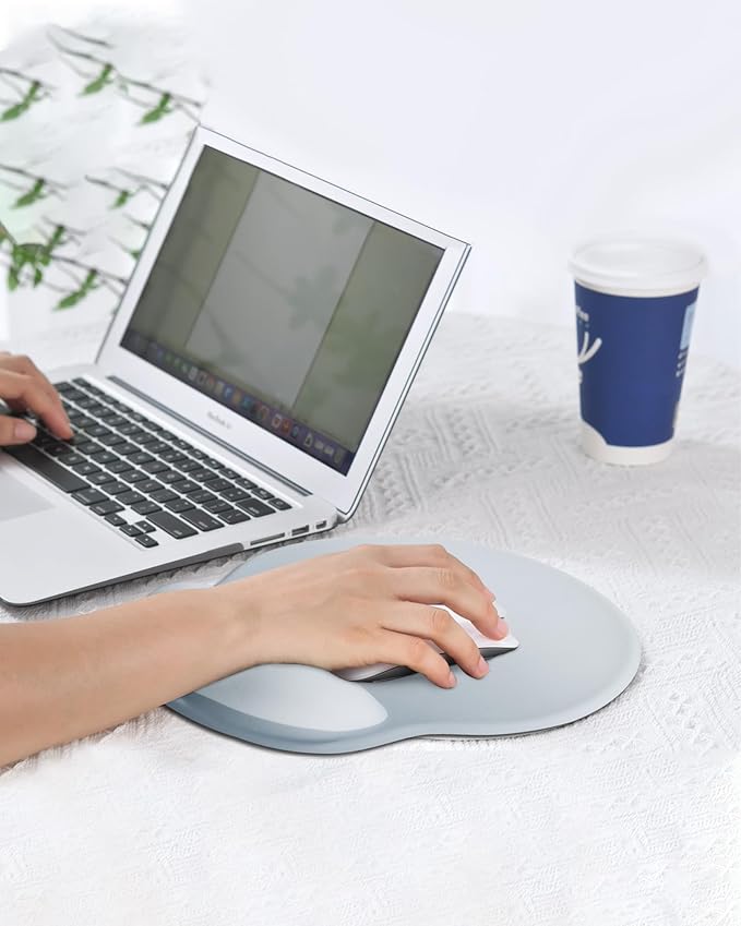 Ergonomic Mouse Pad Wrist Support, Comfortable Mouse Pad Wrist Rest, Relieve Wrist Pain Gel Mouse pad, Non-Slip Rubber Base Mousepad for Laptop, Computer(Gradient Grey Blue)