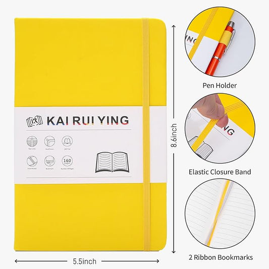 KaiRuiYing 3 Pack Lined Journal Notebooks for Work, 160 Pages, 5.5"x8.6", Hardcover, Colorful A5 Medium College Ruled, Journaling Notebooks for Notes-Taking, Fits for Office School Home
