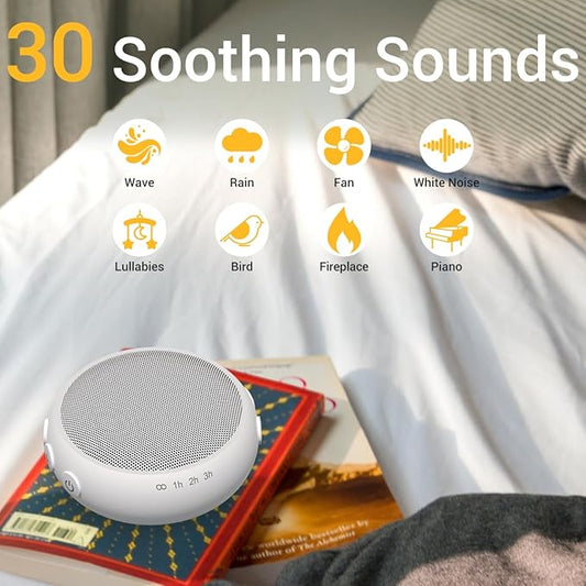 Sleep Sound Machine White Noise Machine with 32 Calming Sounds 36 Volume Levels Pink Brown Noise Machine for Baby Kid Adult with 4 Timer Noise Canceling Machine for Office Privacy (U-White)