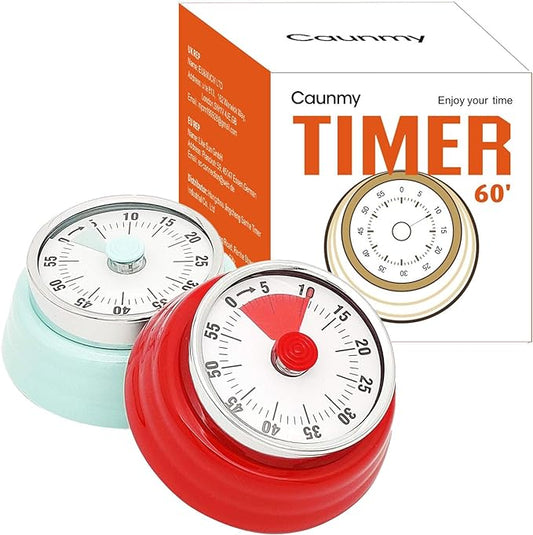 Mechanical Timer - Visual Countdown Timer for Cooking, Classroom, Game, Study, Office - Magnetic Alarm Clock with Alarm Sound (Green & Red)