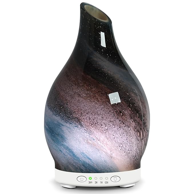 Aromatherapy Diffuser Essential Oil Diffuser - Glass Diffuser Ultrasonic Cool Mist Aroma Diffuser 120ml Scented Oil Diffuser with Auto-Off Protection & 7 Colors Night Light for Home Office Decor&Gift