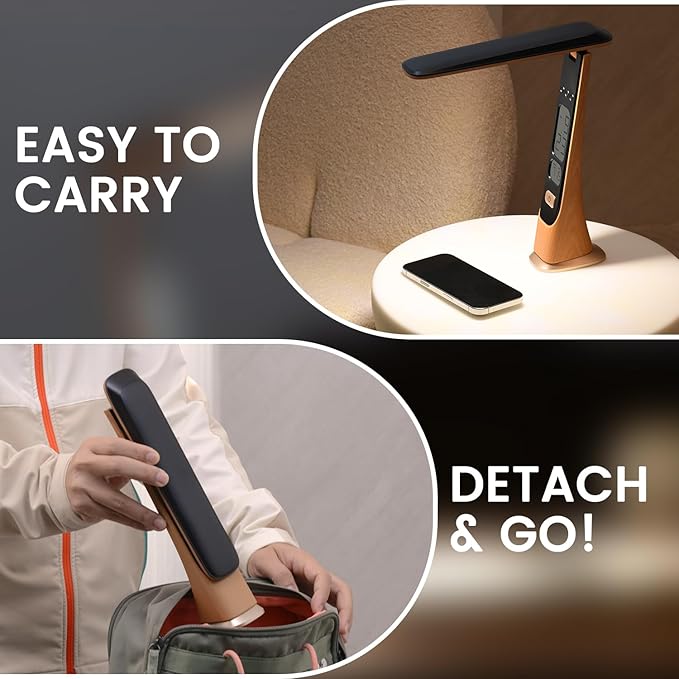 WILIT Rechargeable Lamps Cordless Table Lamp, Foldable Portable Desk Lamp - LED Battery Operated Lights with Stepless Brightness&Time Display for Office Lamp, Book Lights, College Dorm Essentials