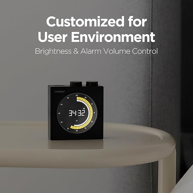 mooas Time Loop Digital Visual Timer, Rechargeable Wireless, LCD Large Display, Portable, Visual Timer, Brightness Adjustment, Count Up/Down, Pomodoro Timer for ADHD, Study, Home Schooling (White)