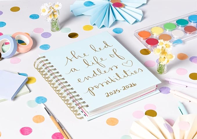 2025-2026 Eccolo Spiral Agenda Planner, She Led A Life, Weekly & Monthly Pages, 18 Months, Sticker Sheets, Inspirational Quotes (7.75 x 8.75, July 2025 - Dec 2026)