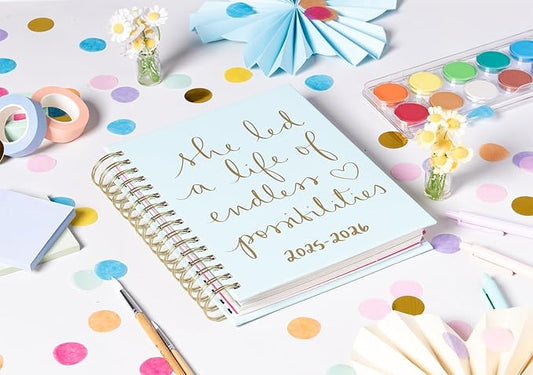 2025-2026 Eccolo Spiral Agenda Planner, She Led A Life, Weekly & Monthly Pages, 18 Months, Sticker Sheets, Inspirational Quotes (7.75 x 8.75, July 2025 - Dec 2026)