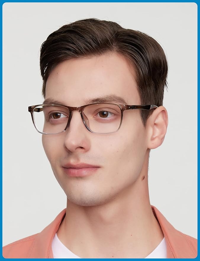 GUDVUE Blue Light Glasses for Men Rectangle Computer Glasses Gaming Eyeglasses, Martini Olive/Gray PRO