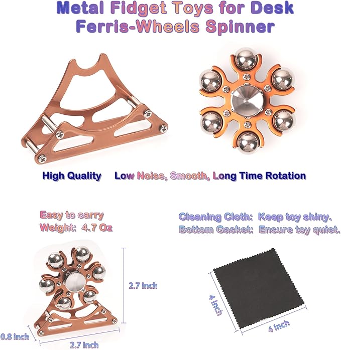 Desk-Fidget-Toys for Ferris-Wheels-Spinner: Metal Kinetic-Spinner 4mins, Cool-Gadgets for Kid Children Teen Adult EDC-Toy, ADHD Tools Cool-Stuff Stress Relief for Office Home School Christmas