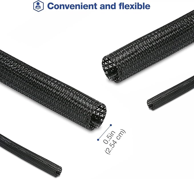 JOTO 1 Pack Cable Management Sleeve, 10 Feet Cord Organizer System with Zipper for TV Computer Office Home Entertainment, Flexible Cable Sleeve Wrap Cover Wire Hider System -Black