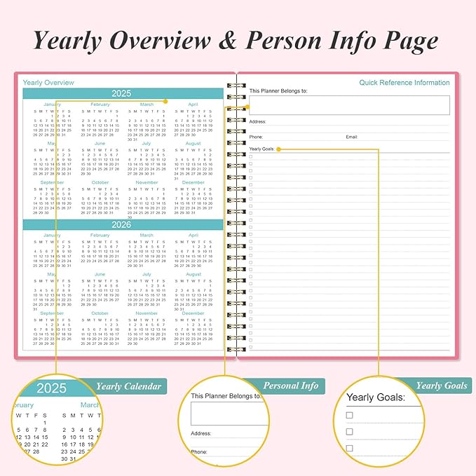 2025-2026 Planner - 17 Months Weekly & Monthly Planner from August 2025 - December 2026, Academic Planner 2025-2026 with Elastic Closure, Inner Pocket, 8.5" x 11", Pink