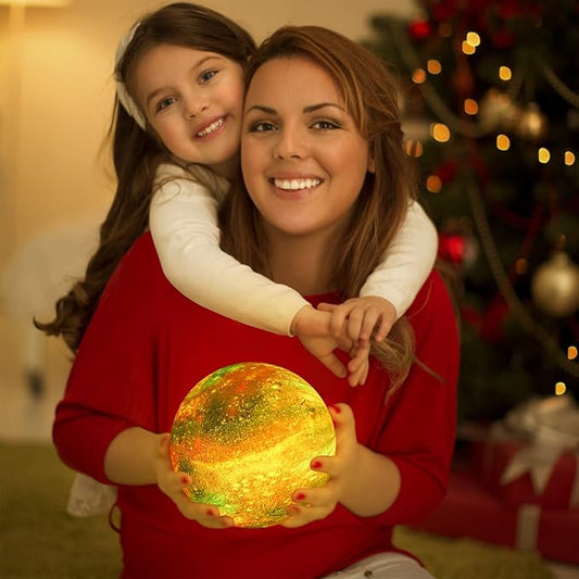 BRIGHTWORLD 7.1inch Galaxy Lamp 16 Colors Moon Lamp 3D Printing, Remote & Touch Control USB Rechargeable, Birthday Gifts for Women Room Decor Aesthetic(Black Hand Base)