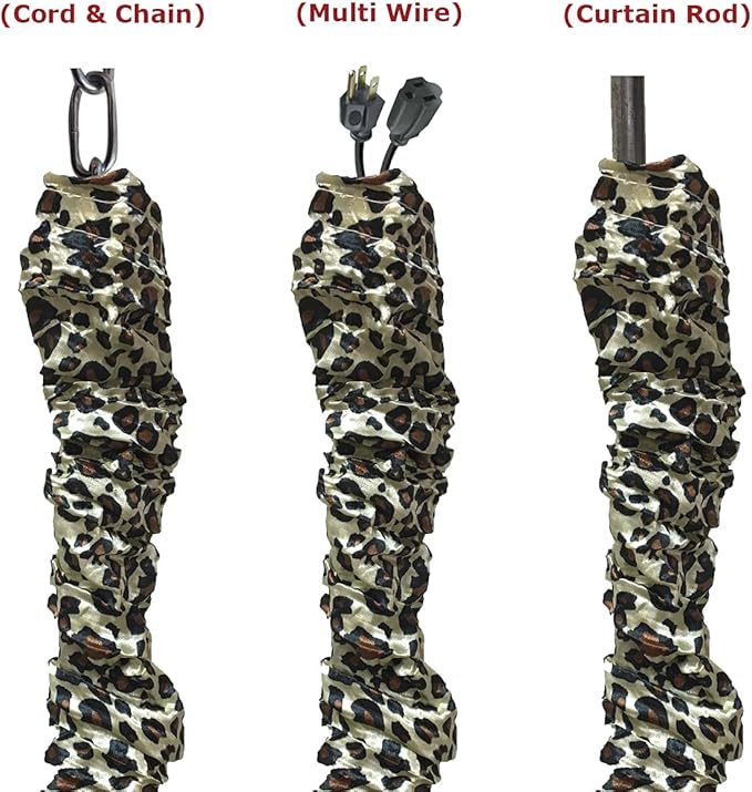 Royal Designs, Inc. Cord & Chain Cover 4 ft Silk Type Fabric, Chandelier Pendant Lighting Chain & Cable Management, Touch Fastener, Leopard Brown - 1 Pack