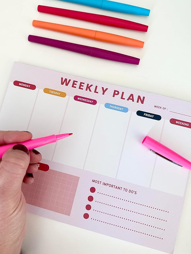 Weekly Planner Notepad – Tear-Off Weekly to do List Notepad, Weekl y Desk Calendar Notebook for Productivity, Task Planner for Time Management, Project Planner with 50 Planning Sheets
