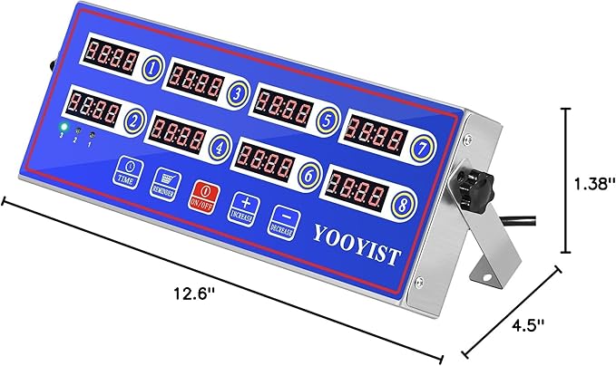 Kitchen Timers for Cooking – 8 Channel Commercial Kitchen Timer Restaurant Kitchen Supplies – Stainless Steel LED Technology Kitchen Timer Digital – Reminder Function, Loud Alarm, Blue